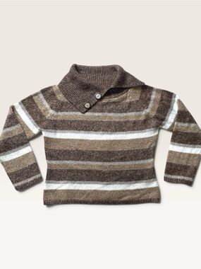 NWD New Woman Design Striped Shawl Collar Sweater Women’s M Y2K Neutral Knit